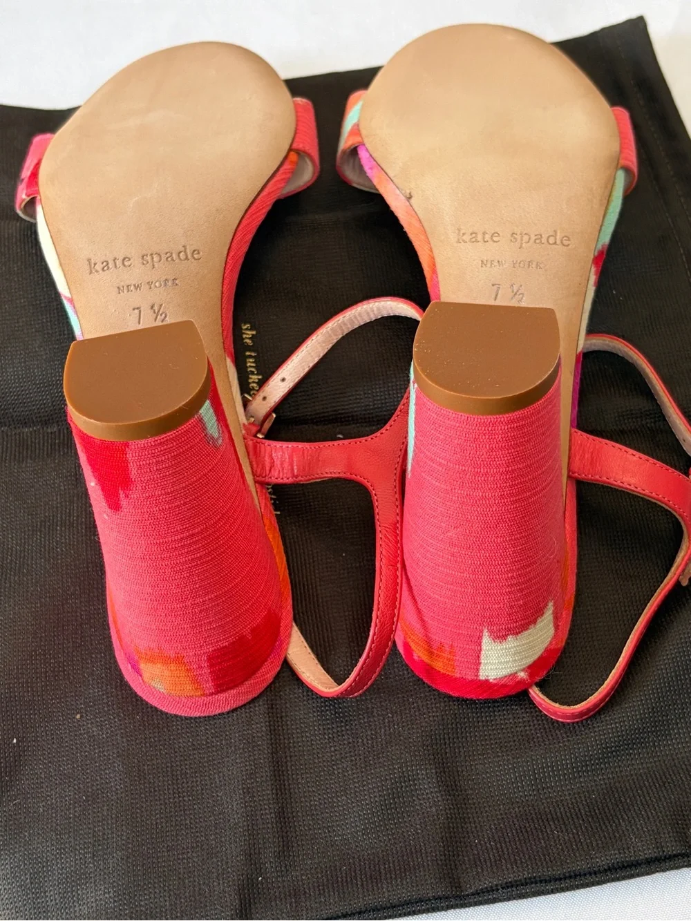 kate spade Pink Multicolor Jewel-Embellished Block Heel Sandals